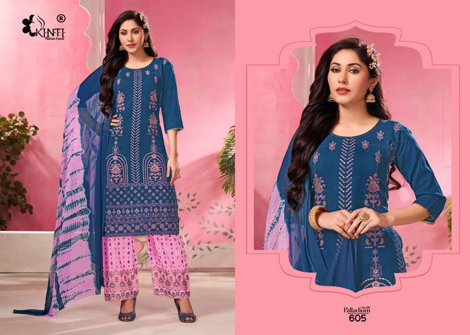 Palladium Vol 6 By Kinti Rayon Foil Printed Kurti Palazzo With Dupatta Wholesale Market In Surat
